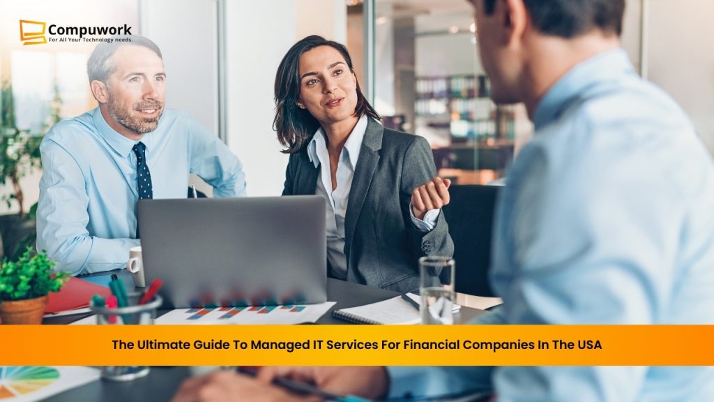 Professional consultants discussing managed service provider for financial firms in USA during a corporate boardroom meeting.